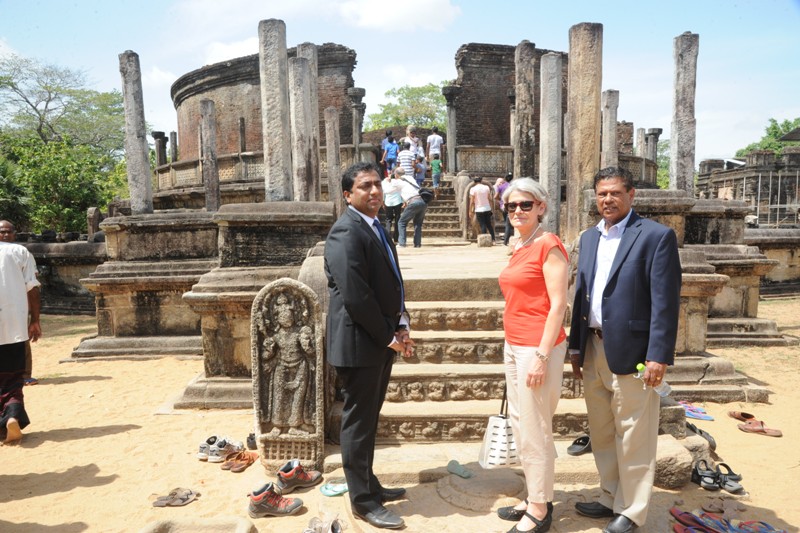 Visiting Polonnaruwa, accompanied by Minister of Education Akila Viraj Kariyawasam and Ambassador Ranaviraja1.jpg